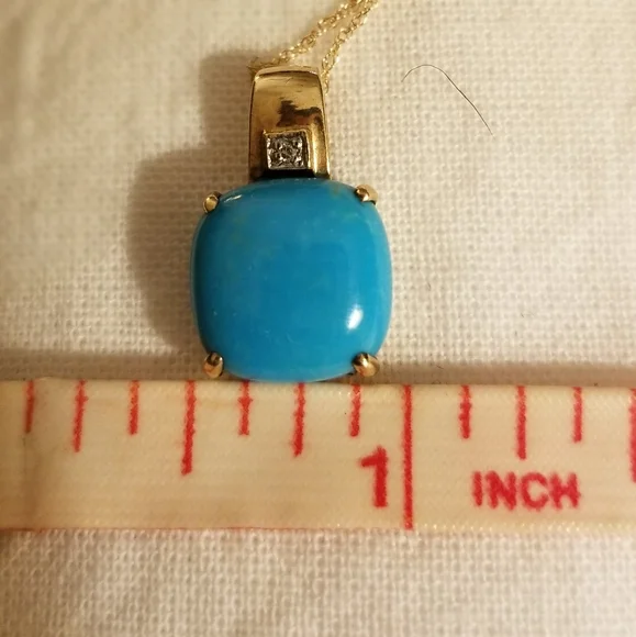 Sleeping Beauty or Persian Turquoise Gold Pendant - Picture 13 of 14